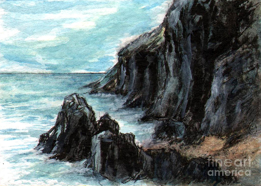 AC242 Coastal Rocks Painting by Kirohan Art - Fine Art America