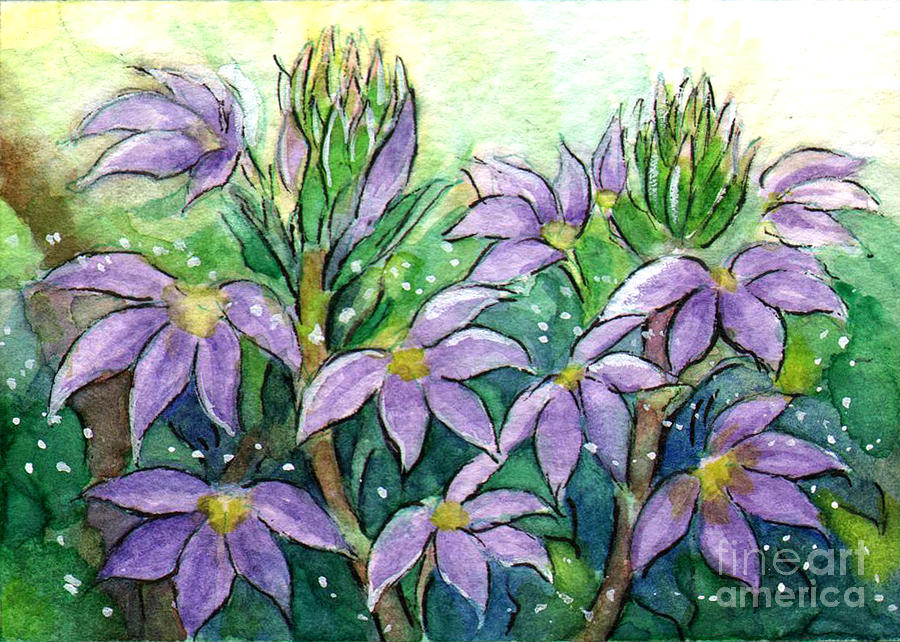 Flower Painting - Ac332 Purple Flowers by Kirohan Art