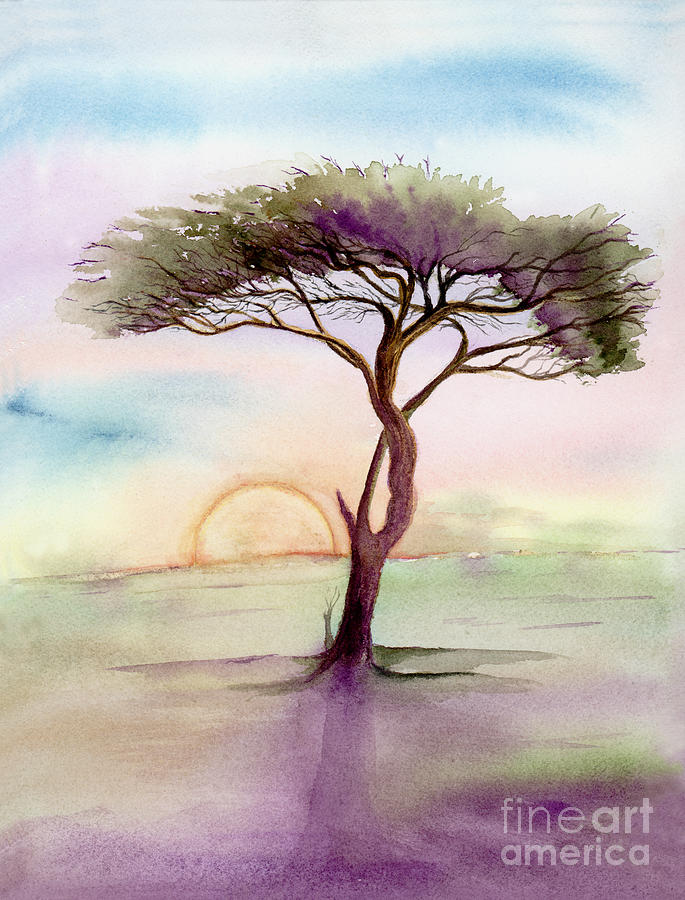Nature Painting - Acacia Sunrise by L T Sparrow