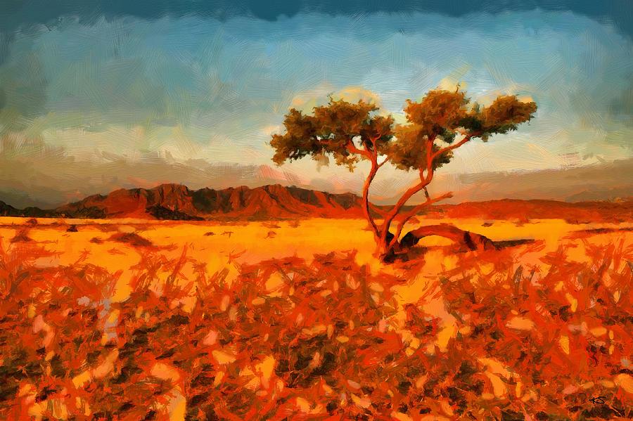 Acacia Tree in Namibia Digital Art by Kai Saarto