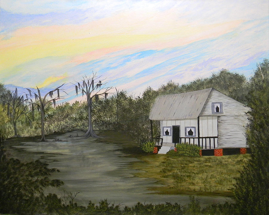 Acadian Home On The Bayou Painting by Bertie Edwards