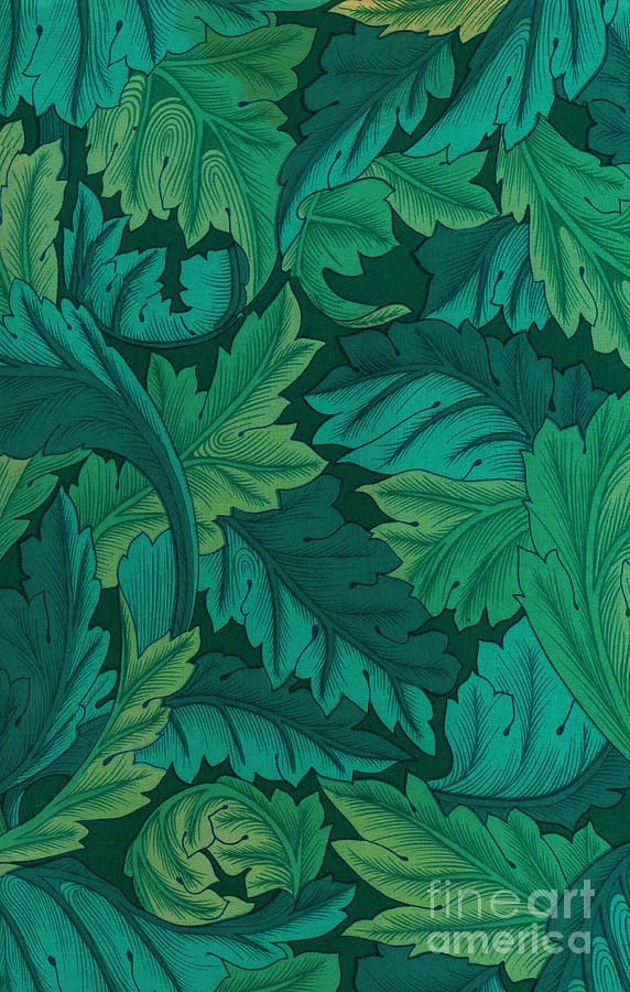 Acanthus Leaves in Jade Green Digital Art by Melissa A Benson
