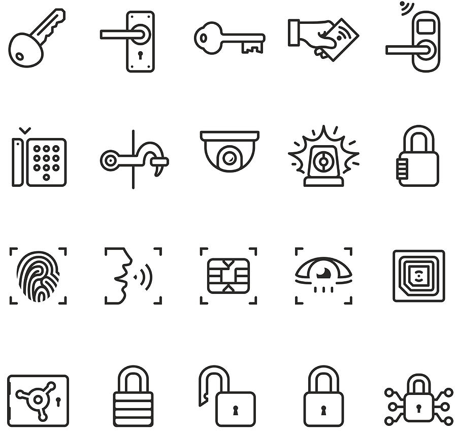 Access control system icons - Unico PRO series Drawing by Lushik