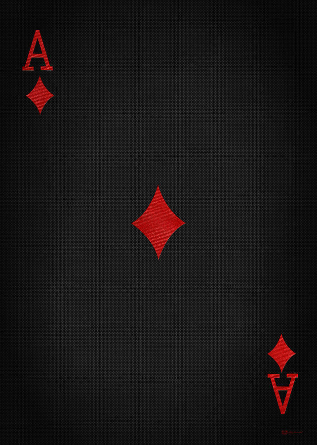 Ace of Diamonds in Red on Black Canvas   Digital Art by Serge Averbukh