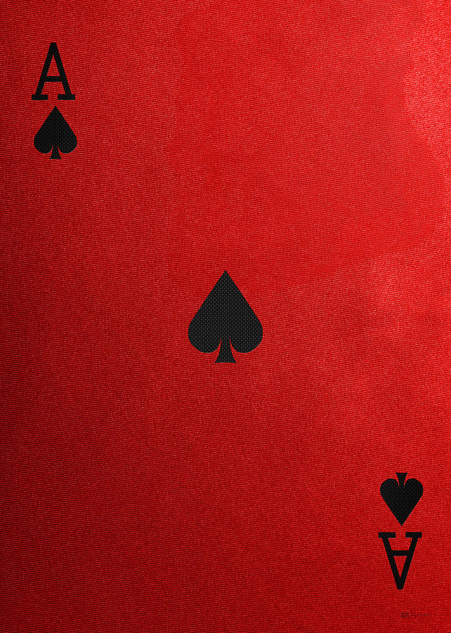 Ace of Spades in Black on Red Canvas   Digital Art by Serge Averbukh