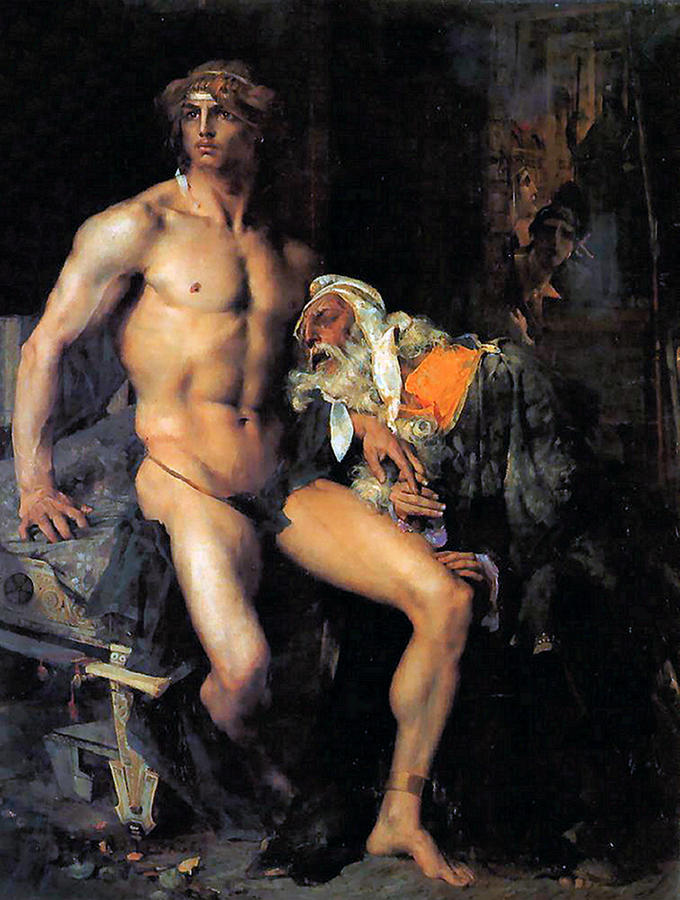 Achilles et Priam Painting by Jules Bastien LePage