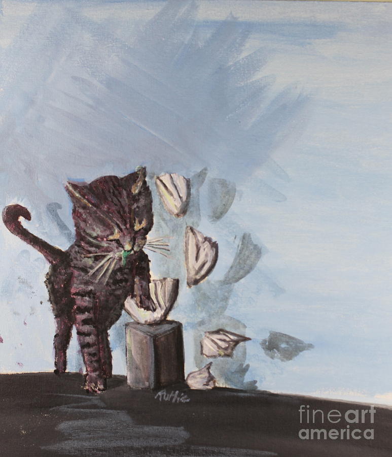 Cat Painting - ACHOO CLUE with Kleenex by Ruthie Briggs-Greenberg