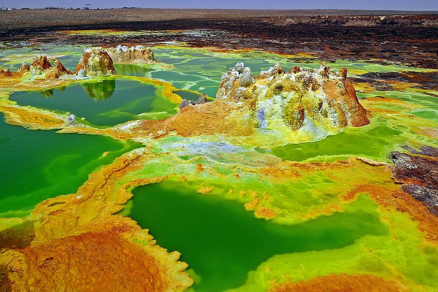 Nature Photograph - Acid lakes of Dallol volcano by Liudmila Di