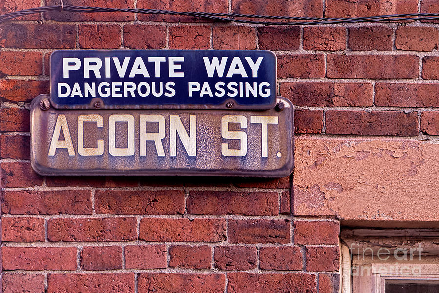Boston Photograph - Acorn Street Sign by Jerry Fornarotto