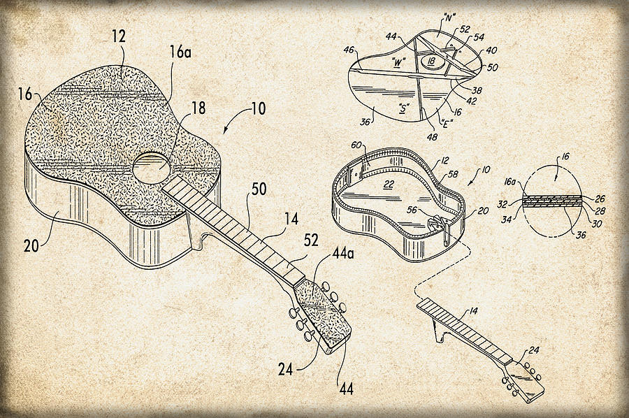 Acoustic Guitar Patent Photograph by Bill Cannon