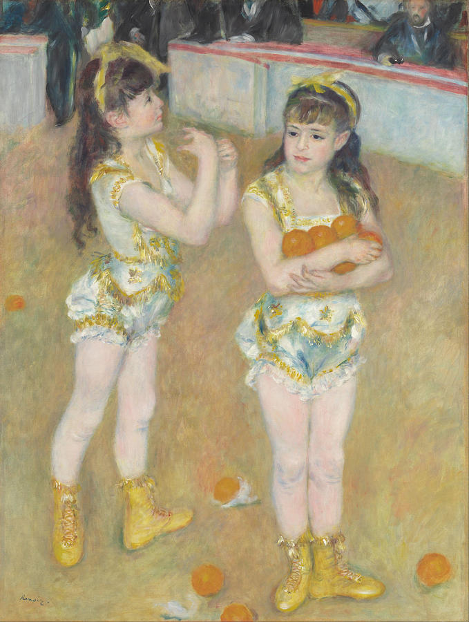 Acrobats at the Cirque Fernando.Francisca and Angelina Wartenberg. Painting by Pierre-Auguste Renoir