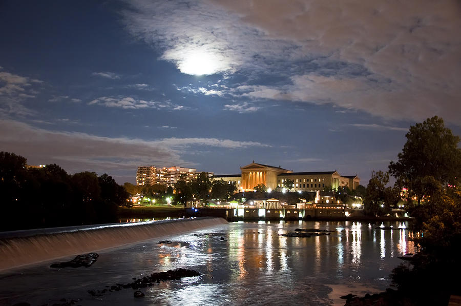 Across Fairmount Dam at Night Photograph by Bill Cannon - Fine Art America