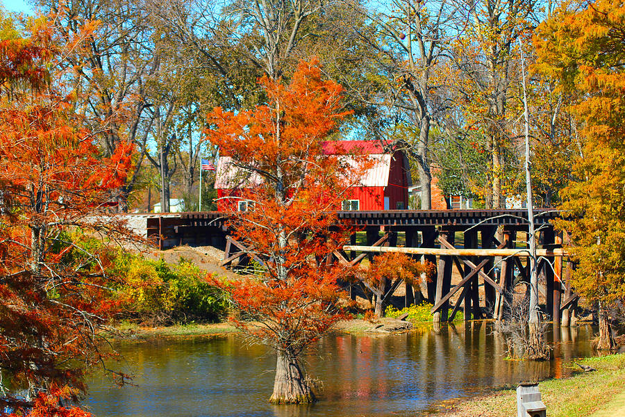 Fall Photograph - Across The Bridge by Karen Wagner