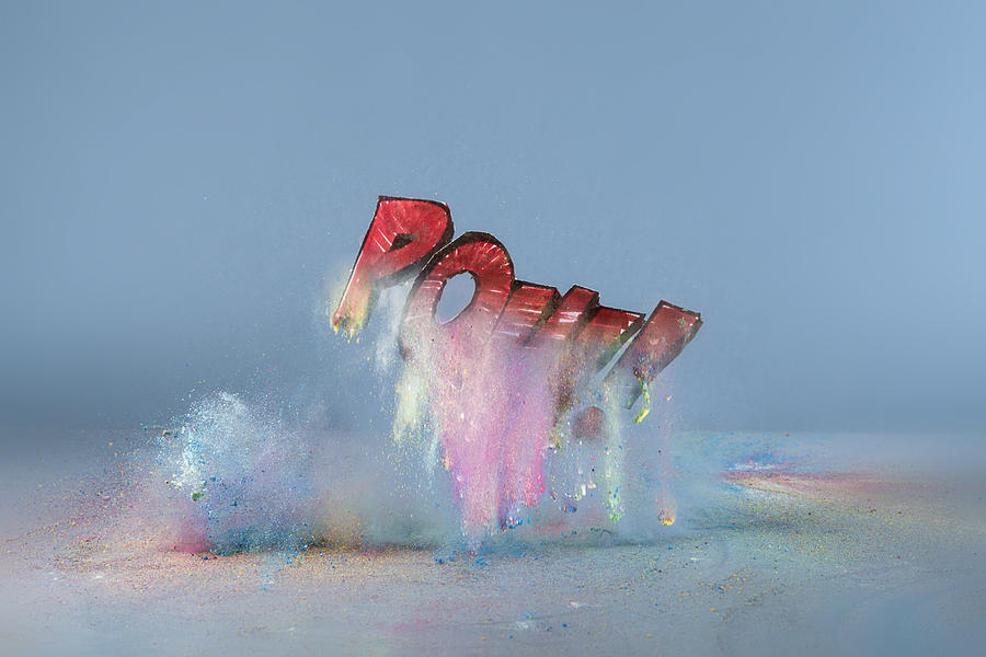 Acrylic paint explosion with the word Pow! Photograph by Antonioiacobelli