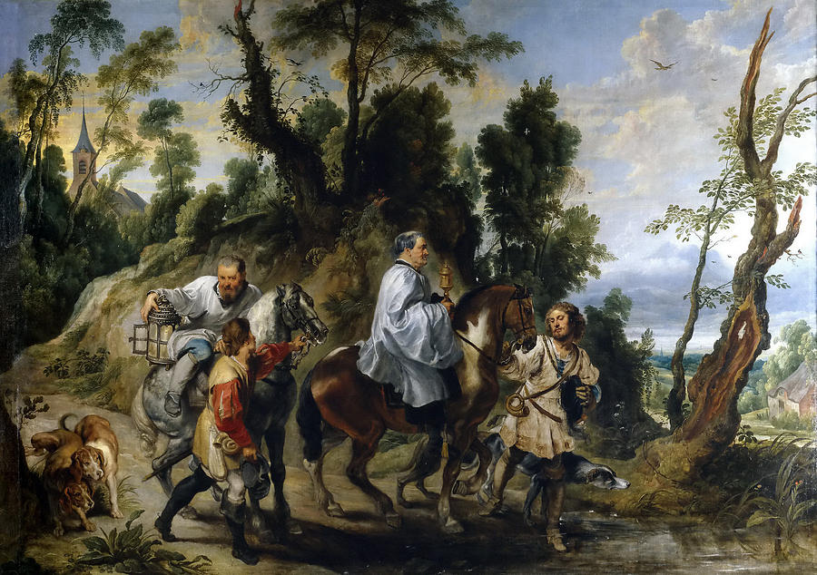 Tree Painting - Act of Devotion of Rudolf I of Habsburg by Peter Paul Rubens and Jan Wildens
