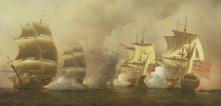Boat Painting - Action Off the Cape of Good Hope by Samuel Scott