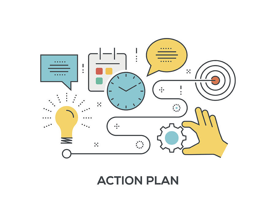 Action Plan Concept with icons Drawing by Enis Aksoy