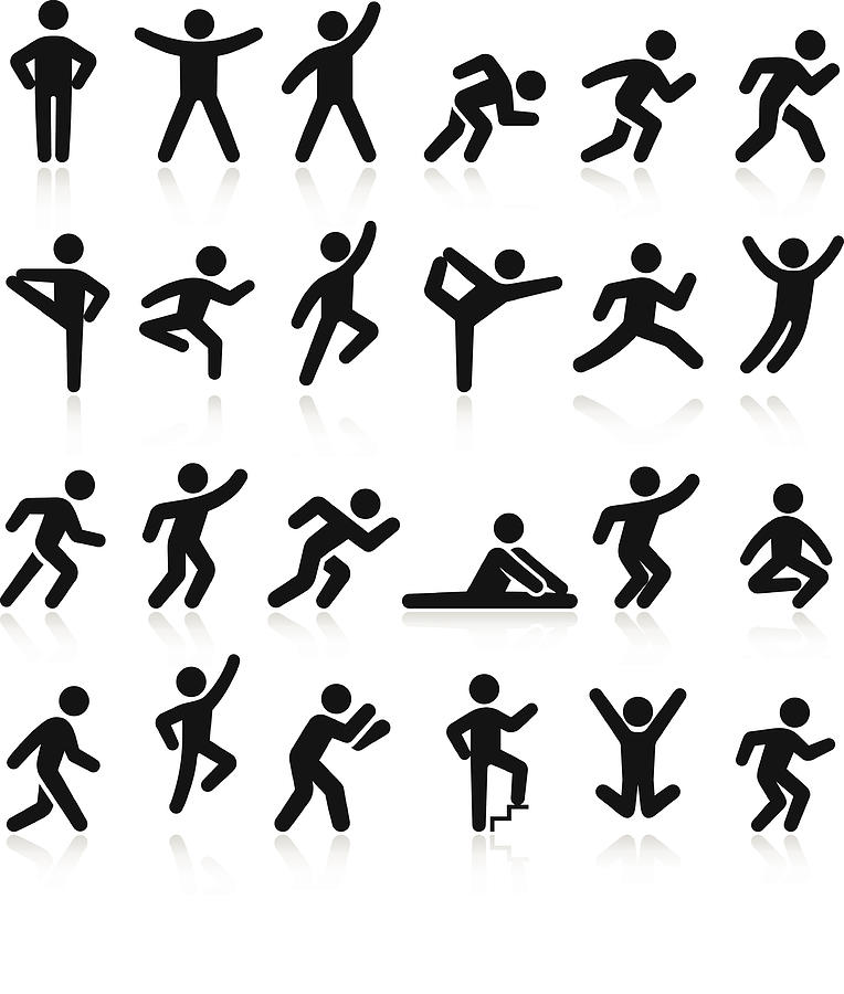 Active lifestyle people and vitality vector icon set Drawing by Bubaone