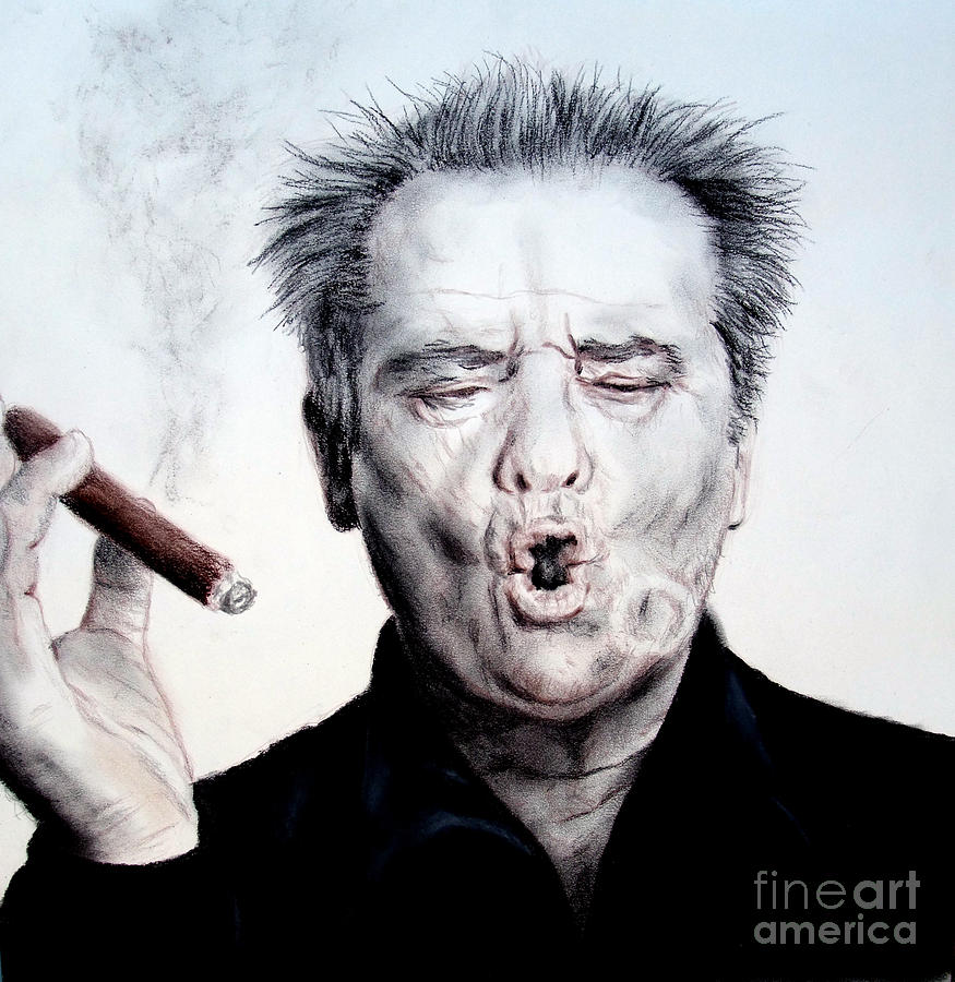 Actor Jack Nicholson Smoking Drawing by Jim Fitzpatrick