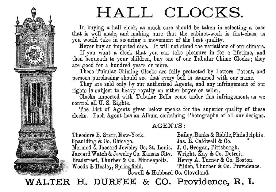 Ad Hall Clock, 1890 Painting by Granger