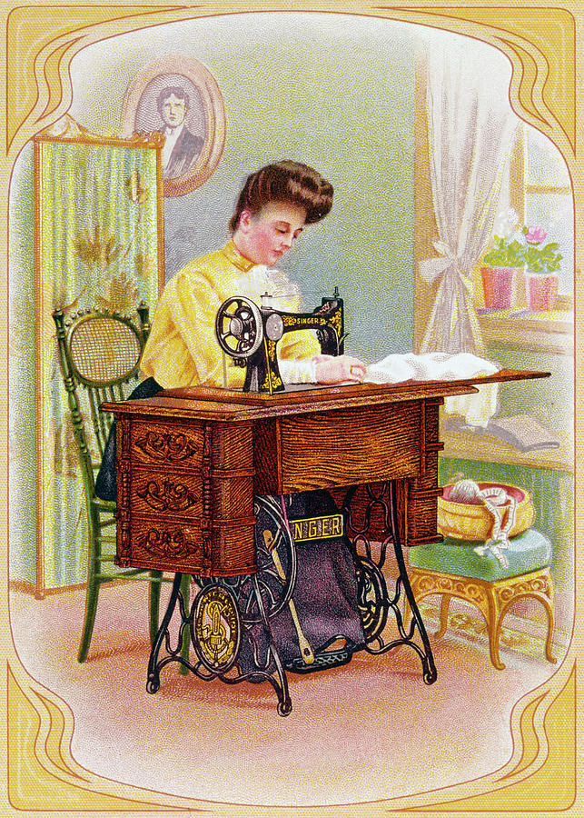 Ad Singer Sewing Machine Painting by Granger