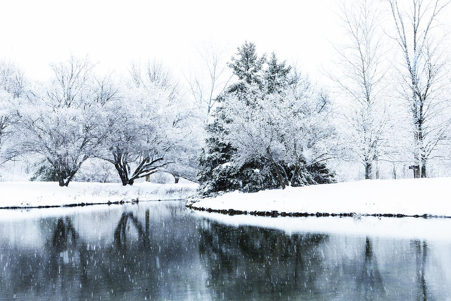 Ada Park Pond with Snow Photograph by Evie Carrier