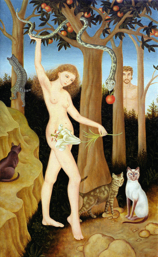 Cat Painting - Adam & Eve, 1990 by Patricia OBrien