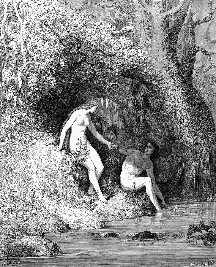 Adam And Eve Enjoy Themselves In Eden Drawing By Mary Evans Picture Library
