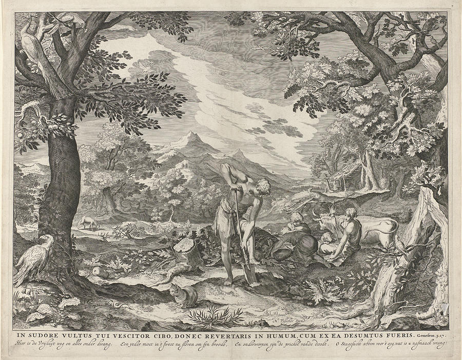 Adam And Eve To Work Outside The Garden, Print Maker Painting by Jan ...