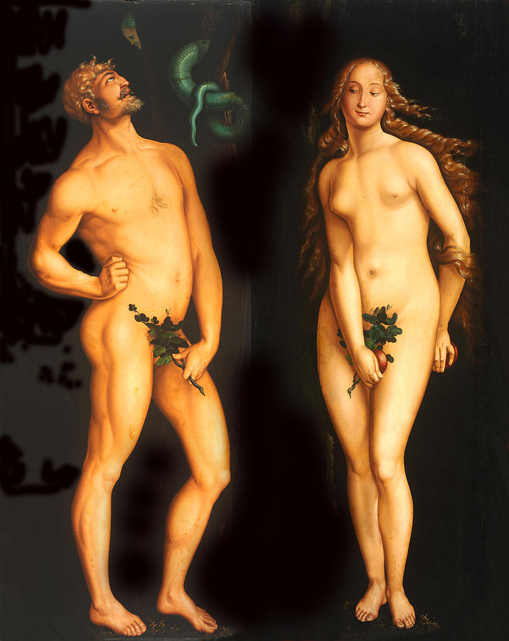 Vintage Digital Art - Adam Eve and the Serpent by Hans Baldung