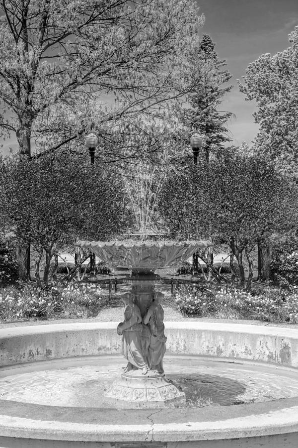 Adams Park Fountain Black and White Photograph by Christopher Arndt