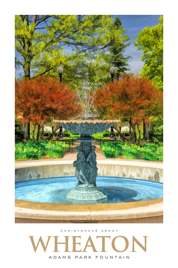 Adams Park Fountain Poster Painting by Christopher Arndt