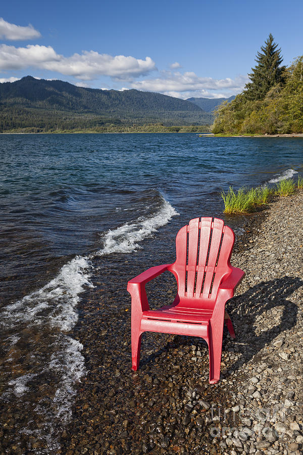 Adirondack Chair by Lake Photograph by Bryan Mullennix