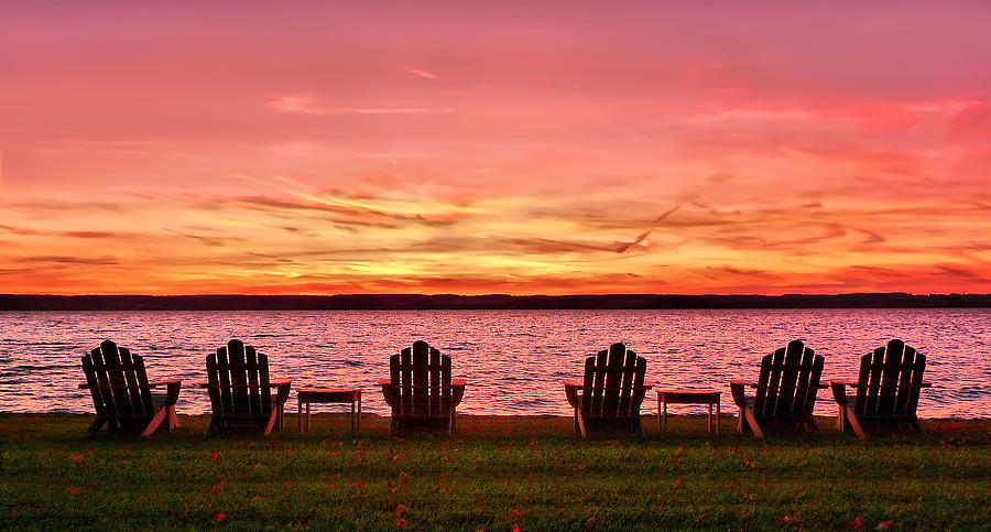Adirondacks in Finger Lakes Sunset Photograph by Mitchell R Grosky