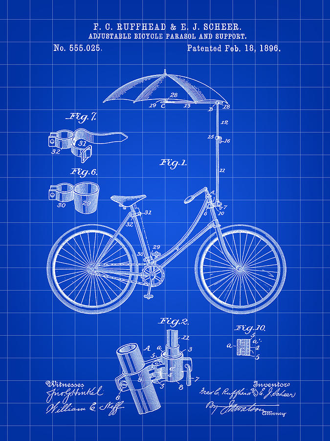 Adjustable Bike Patent 1896 - Blue Digital Art by Stephen Younts