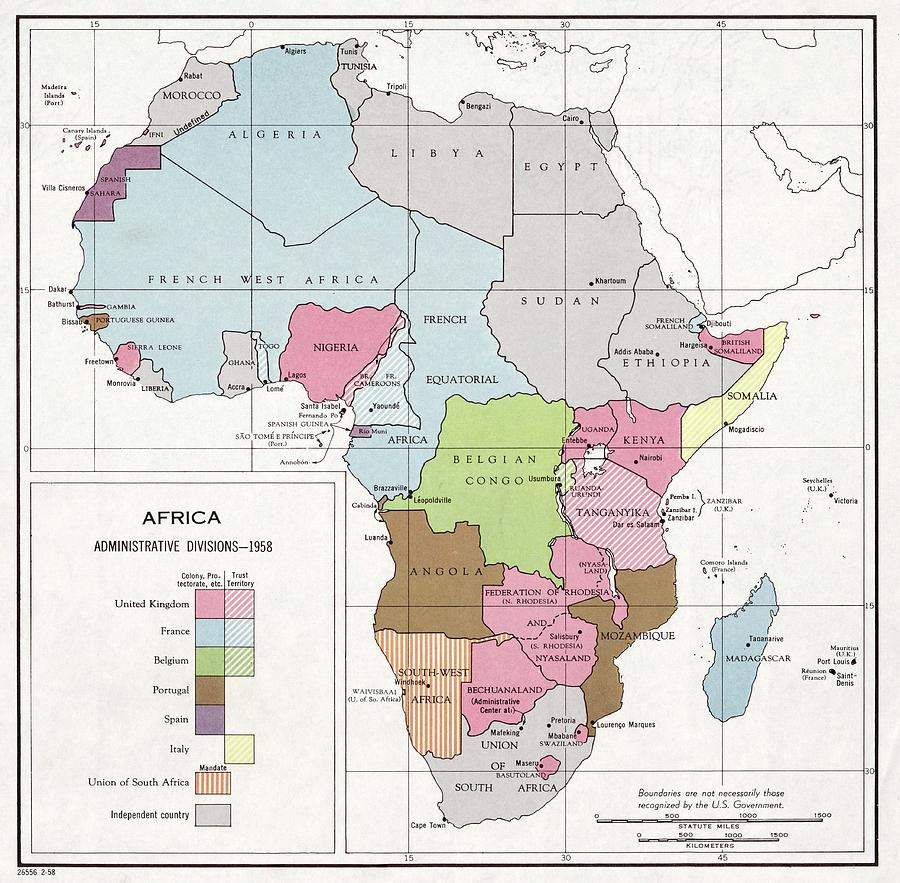 Administrative Divisions Of Africa Photograph by Library Of Congress, Geography And Map Division