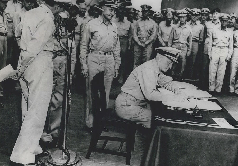 Admiral Nimitz Signs Jap Surrender Dor U.s. Photograph by Retro Images ...