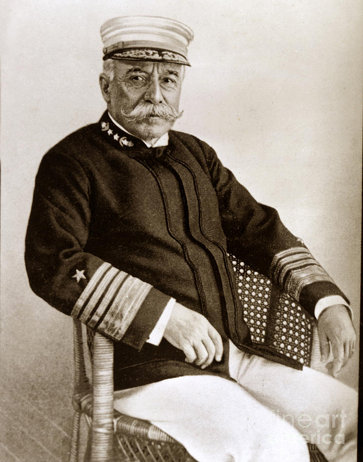 Spanish American War Photograph - Admiral of the Navy George Dewey seen in 1899 on the U S S Olympia by Monterey County Historical Society