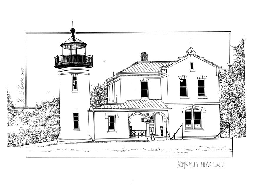 Lighthouse Drawing - Admiralty Head Light by Ira Shander