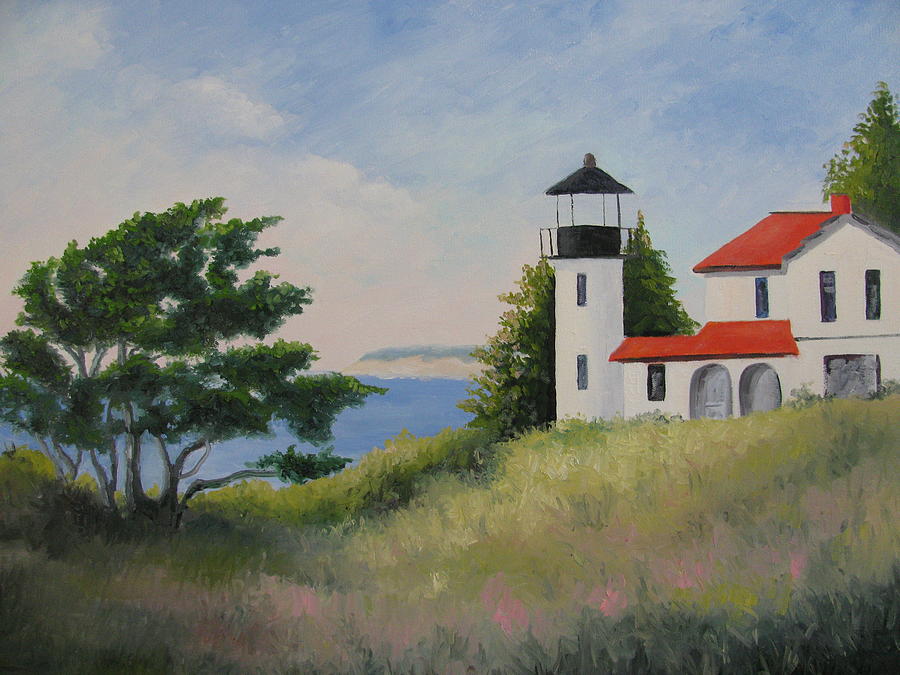Lighthouse Painting - Admiralty Head Lighthouse by Becky Bragg
