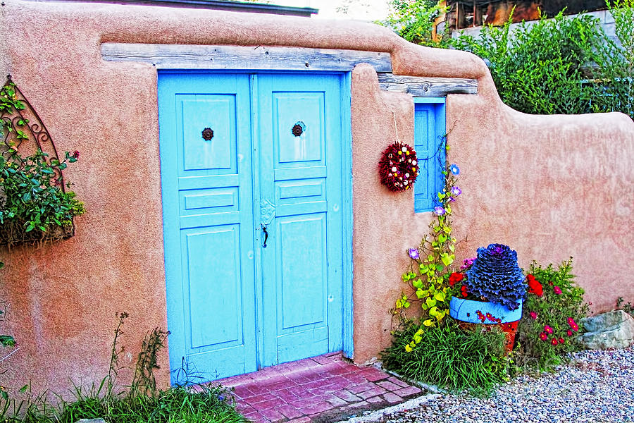Adobe wth Blue Door Photograph by Gary Holmes