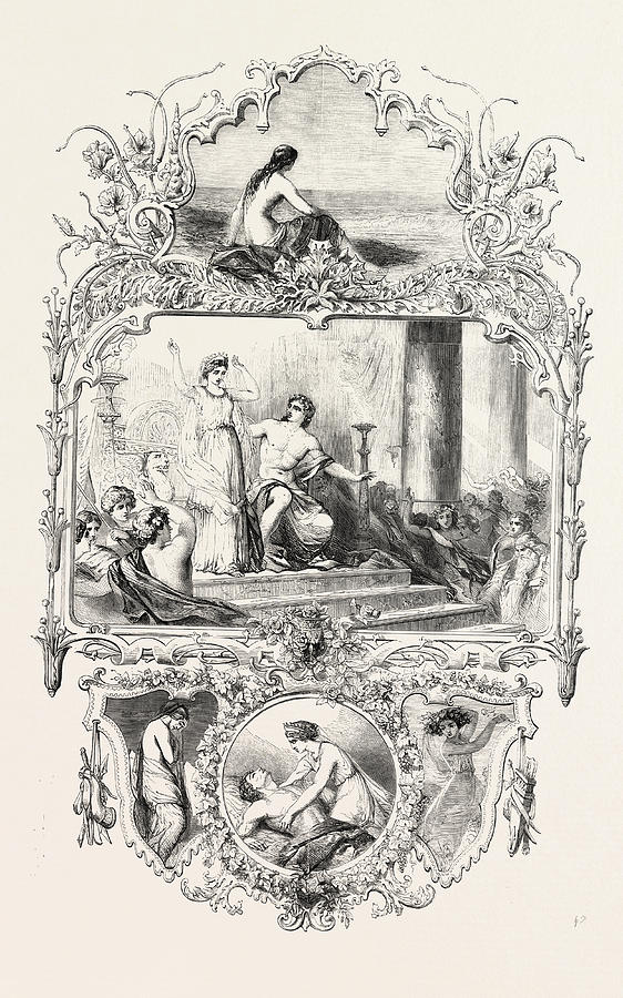 Adonis And Adona Drawing by G. Thomas, English Scholl, 19th Century