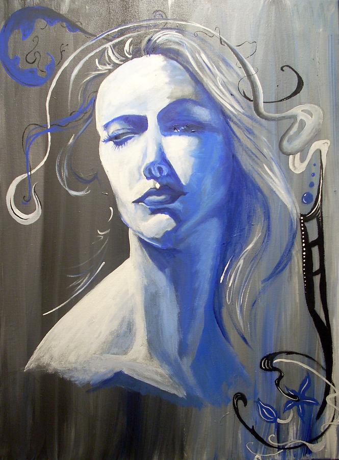 Portrait Painting - Adora in Blue by Diane Peters