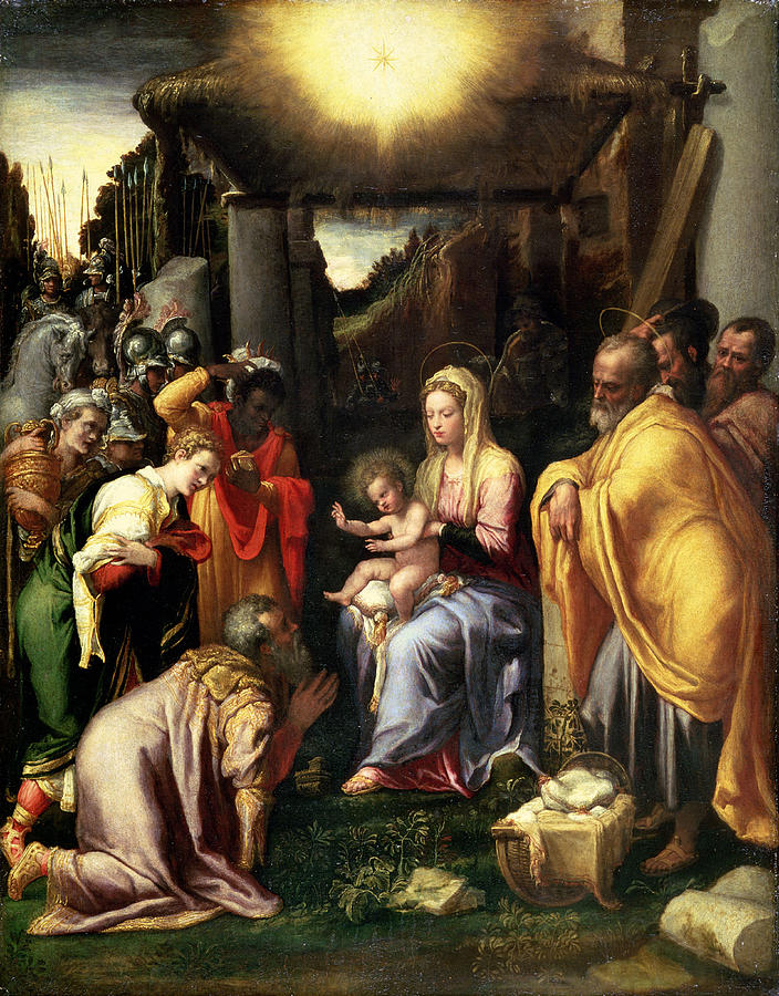 Madonna Painting - Adoration Of The Kings by Taddeo Zuccaro