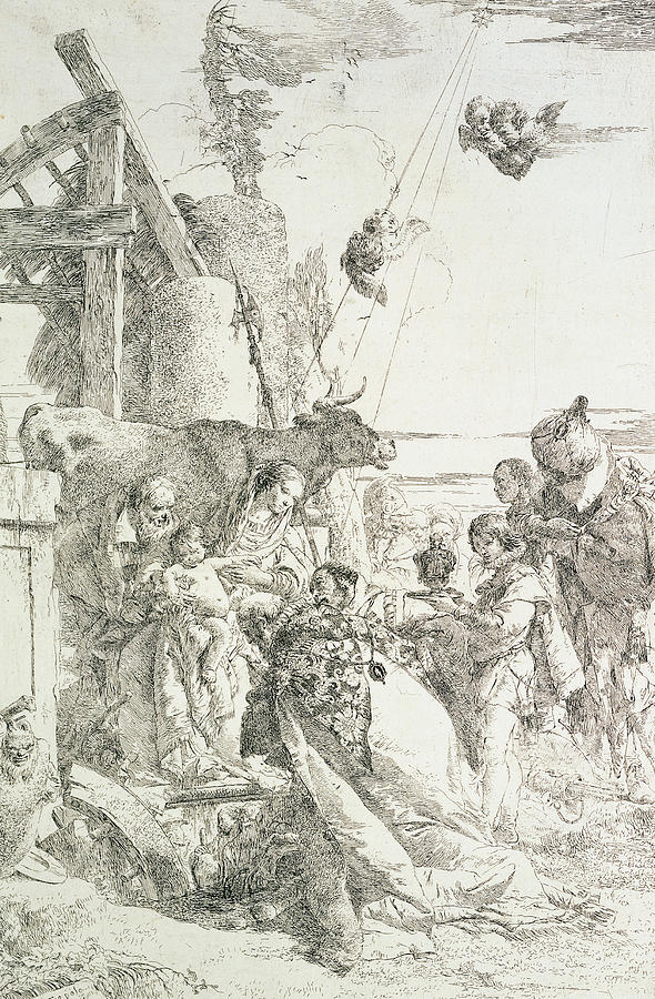 Madonna Drawing - Adoration of the Magi by Giovanni Battista Tiepolo