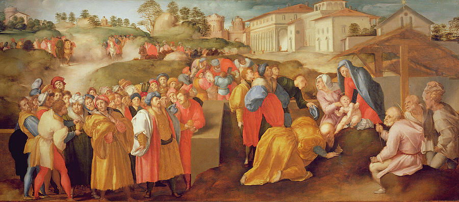 Madonna Photograph - Adoration Of The Magi, Known As The Benintendi Epiphany Oil On Panel by Jacopo Pontormo