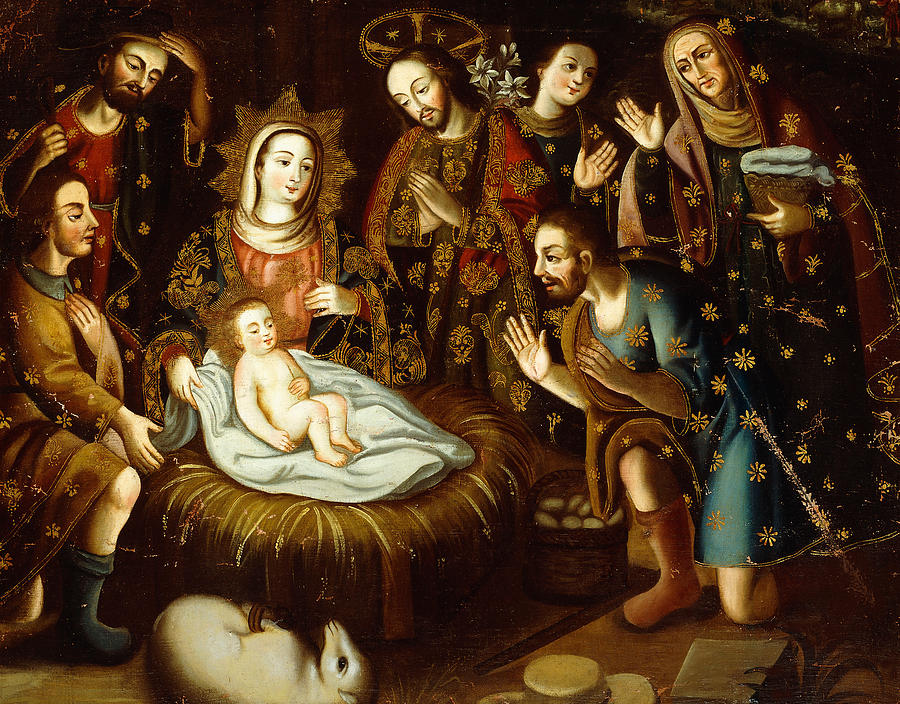 Christmas Painting - Adoration of the Sheperds by Gaspar Miguel de Berrio