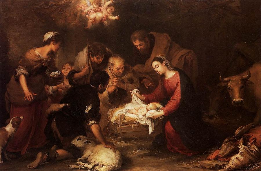 Adoration of the Shepherds  Bartolome Esteban Murillo Painting by MotionAge Designs