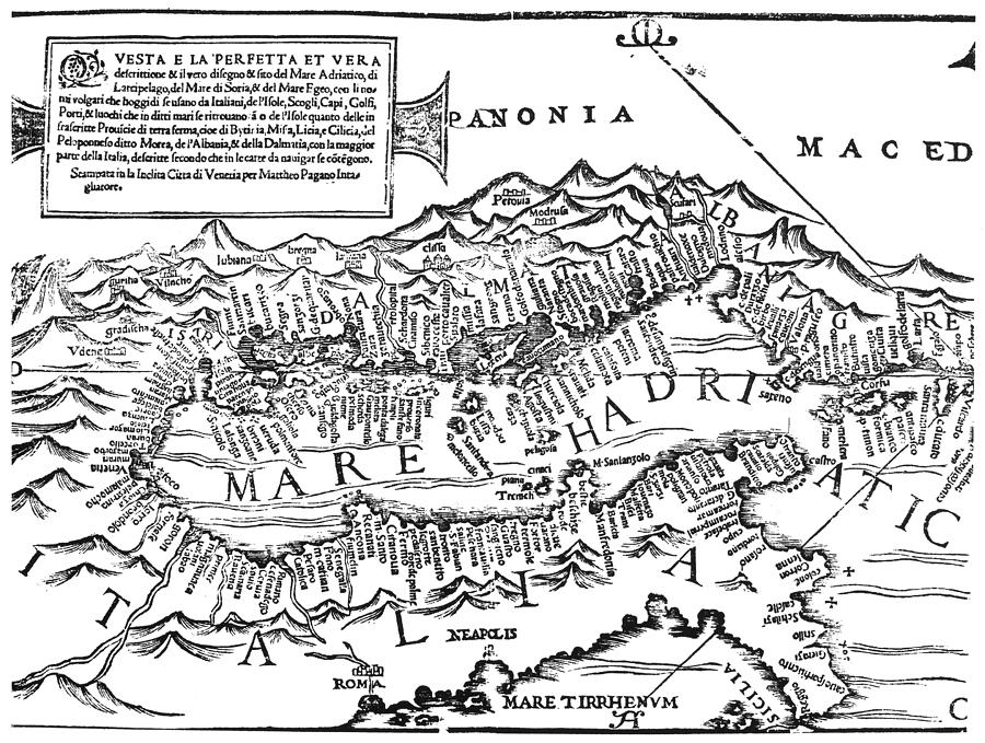 Map Photograph - Adriatic Sea Chart, 1539 by Granger