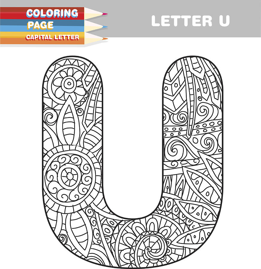 Adult Coloring book capital letters hand drawn template Drawing by JDawnInk
